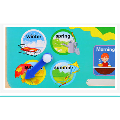 Montessori circle time wooden toy - Weather, Seasons, Clock, Days