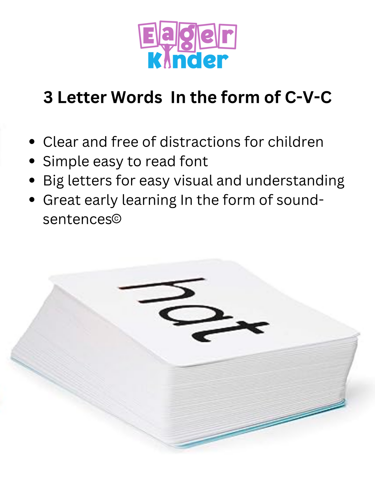 Preschool/Pre-K 3 letter word flashcards