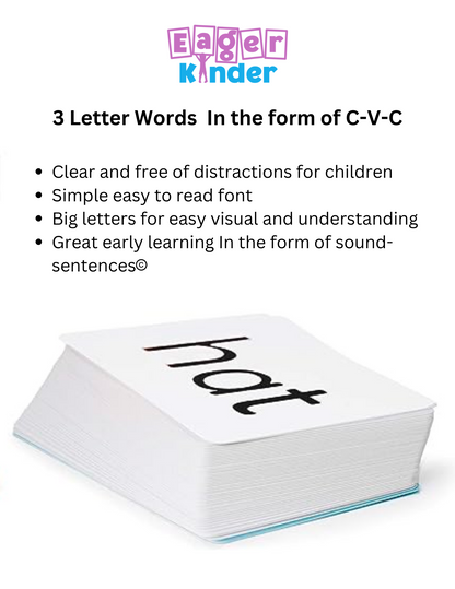 Preschool/Pre-K 3 letter word flashcards