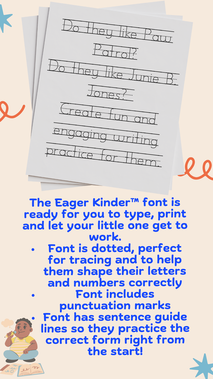 Eager Kinder sentence tracing font