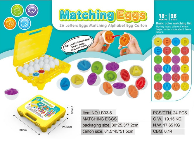 Montessori Child Learning Egg Matching Carton - For Shape Matching Sorting Toys