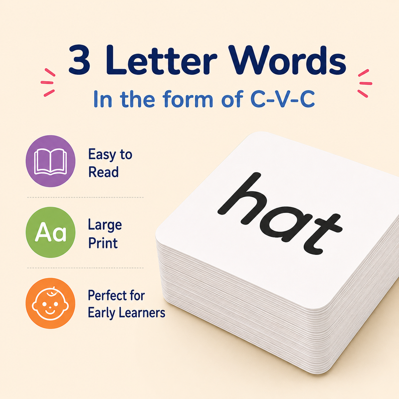 Preschool/Pre-K 3 letter word flashcards (Digital)
