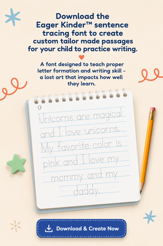 Eager Kinder sentence tracing font