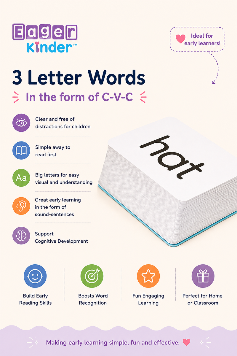 Preschool/Pre-K 3 letter word flashcards