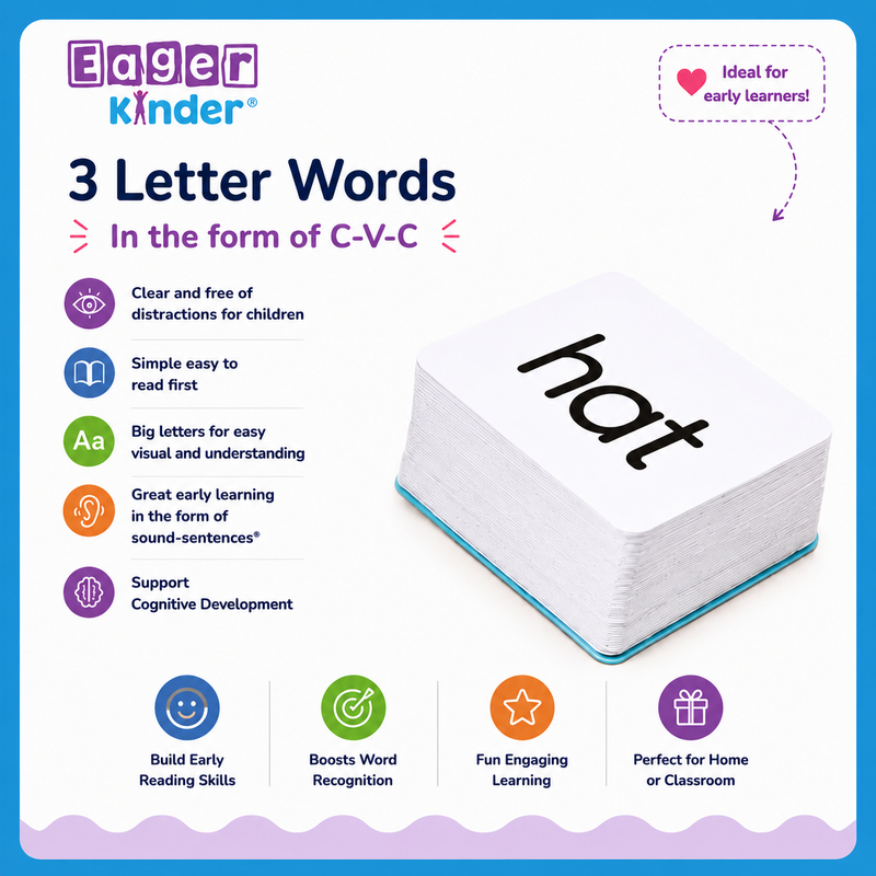 Preschool/Pre-K 3 letter word flashcards