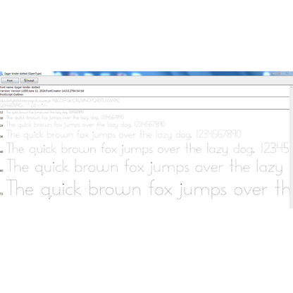 Eager Kinder™  dotted font preview