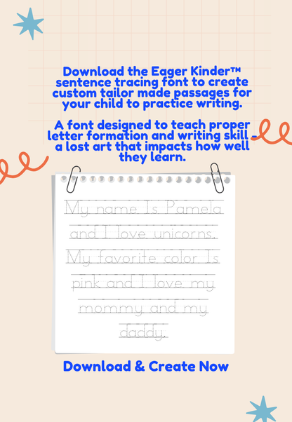 Eager Kinder sentence tracing font