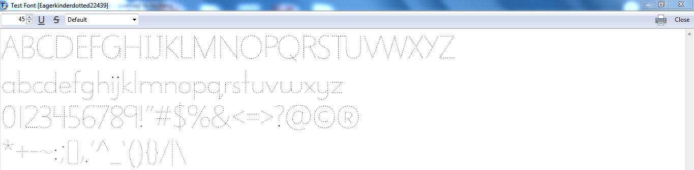 Eager Kinder dotted tracing font