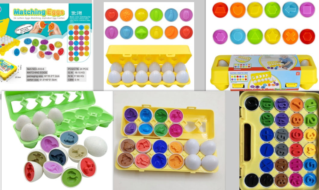 Montessori Child Learning Egg Matching Carton - For Shape Matching Sorting Toys